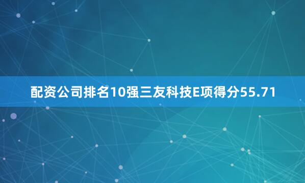 配资公司排名10强三友科技E项得分55.71
